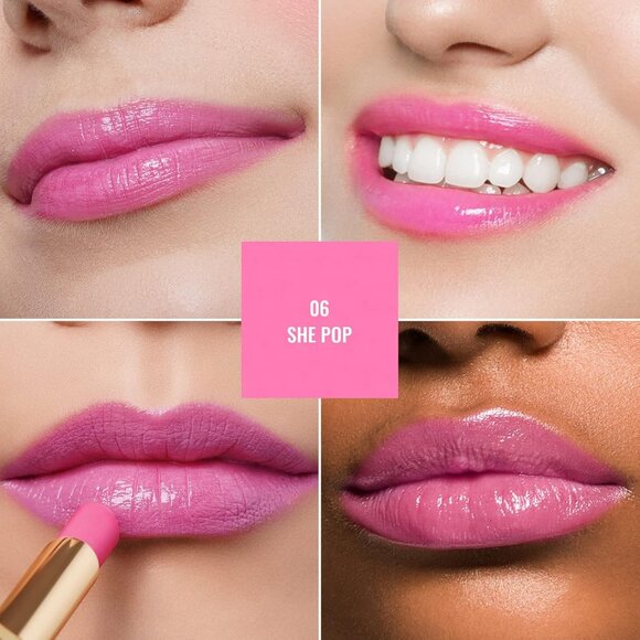 🆕 Bright Cool Pink Lipstick Moisture Shine Tinted Lip Balm Vegan Cruelty-Free - Picture 3 of 10